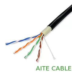 China Outdoor UTP CAT5E Network Lan Cable 4 Pair Twisted Pass Fluke Test double Sheath PVC+PE supplier