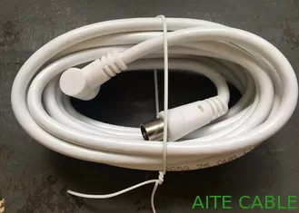 China Cordón de remiendo del cable coaxial RG59 con el tipo enchufe del ángulo de la derecha 9.5m m de la TV proveedor