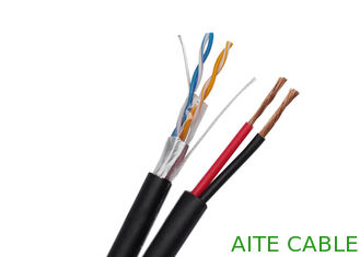 China 2P Twisted  Network Wire FTP CAT5E+2C Siamese Lan with Power CCTV Cable for IP Camera supplier