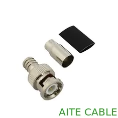 China BNC Male Crimp On with Rubber Short Boot RG59U CCTV Coaxial Connector Zinc Alloy Nickel Plated supplier