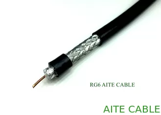 China Telegrafíe RG6U 75 el alambre coaxial 128*0.15 AL-MG del CCTV CATV del ohmio que trenza negro del PVC proveedor